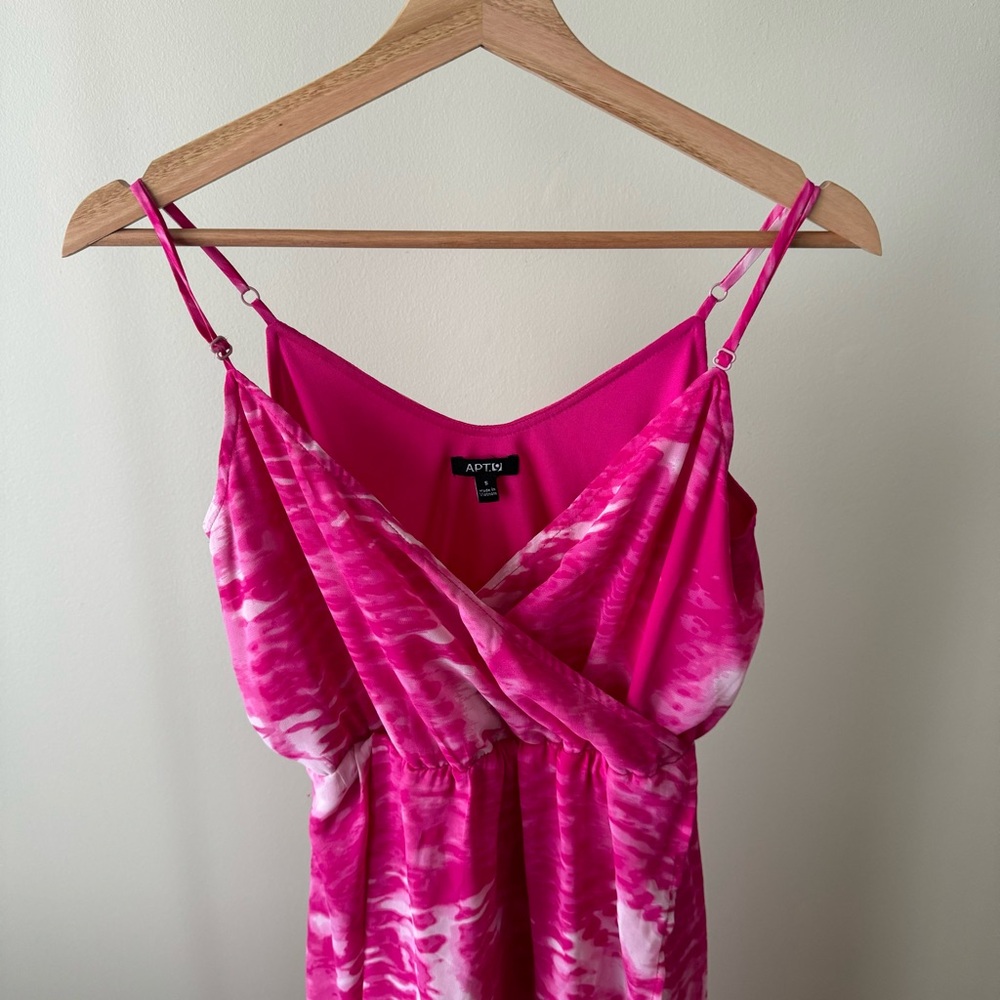 Apt. 9 Pink and White Tie Dye Dress Asymmetrical Bottom